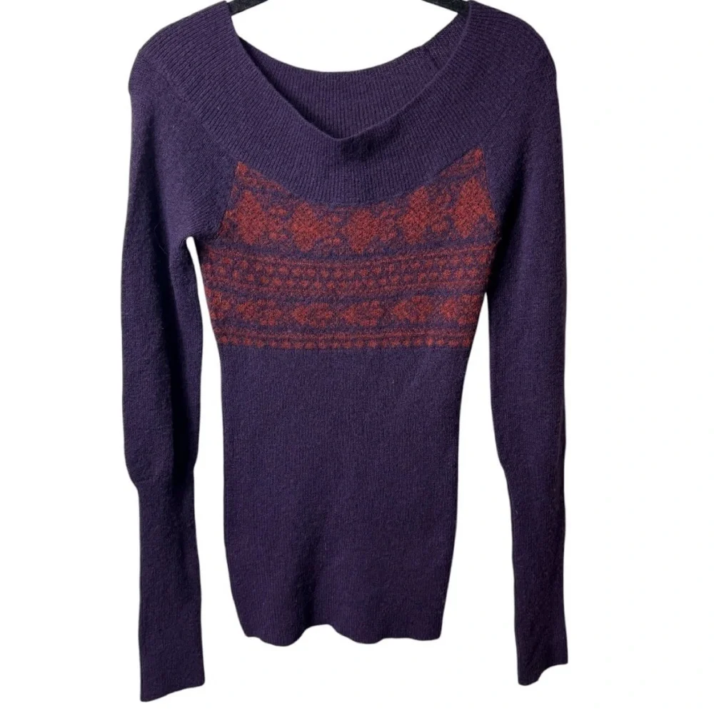 Free People Wool Blend Scoop neck Shoulder Sweater Small